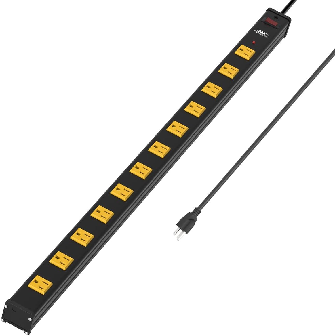 CRST Wideoutlets 2.6" Wide Spaced 12 Outlets Mountable Metal Power Strip Surge Protector with 1800 Joule Protection & EMI Filter Heavy Duty Construction 15A Circuit Breaker Included-5