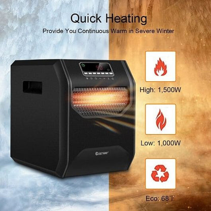 12 H Timer LED Remote Control Portable Electric Space Heater-1