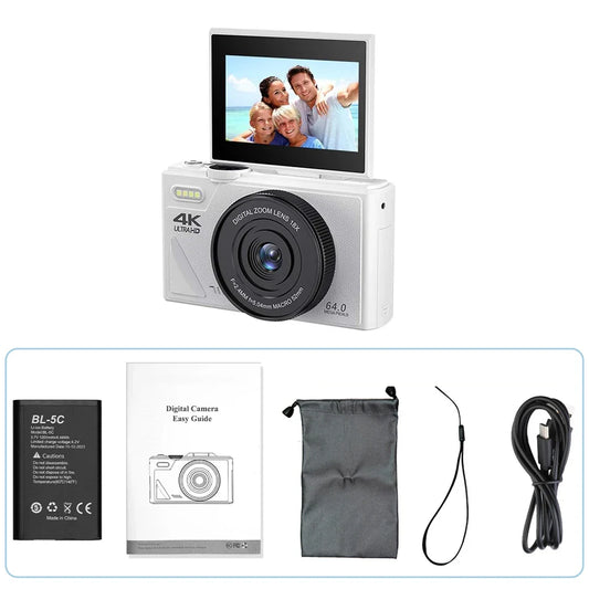 NNEOBA Digital Camera with 3.0 Flip Screen White-0