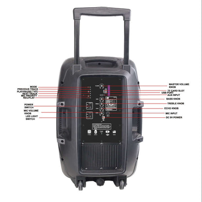 Naxa Portable 15 inch Bluetooth Party Speaker with Disco Light and Stand-2