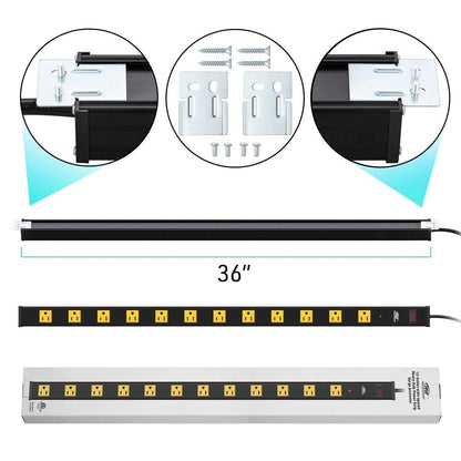 CRST Wideoutlets 2.6" Wide Spaced 12 Outlets Mountable Metal Power Strip Surge Protector with 1800 Joule Protection & EMI Filter Heavy Duty Construction 15A Circuit Breaker Included-2